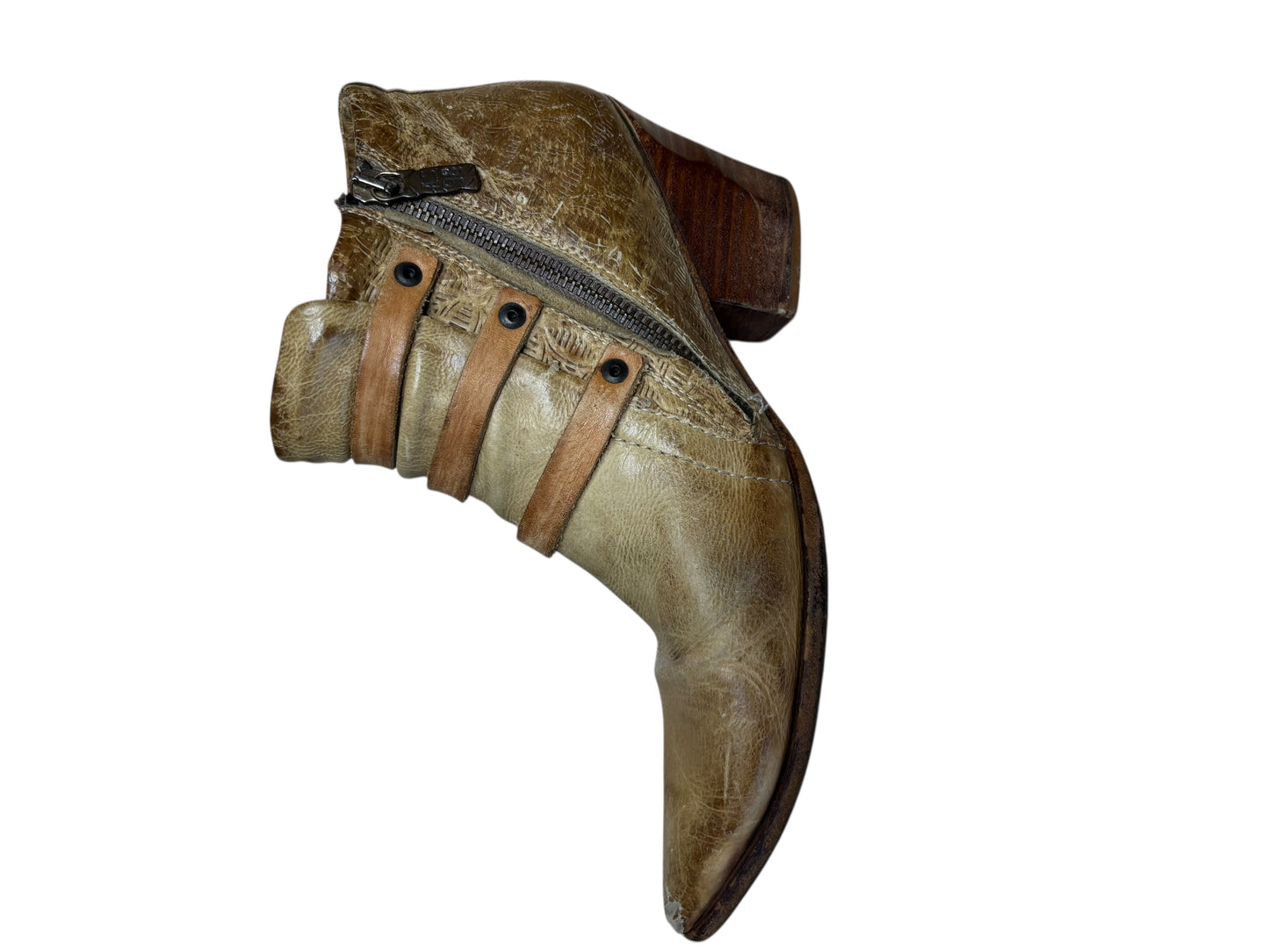 AS 98 Brown Ankle Cow Boots With Buckles