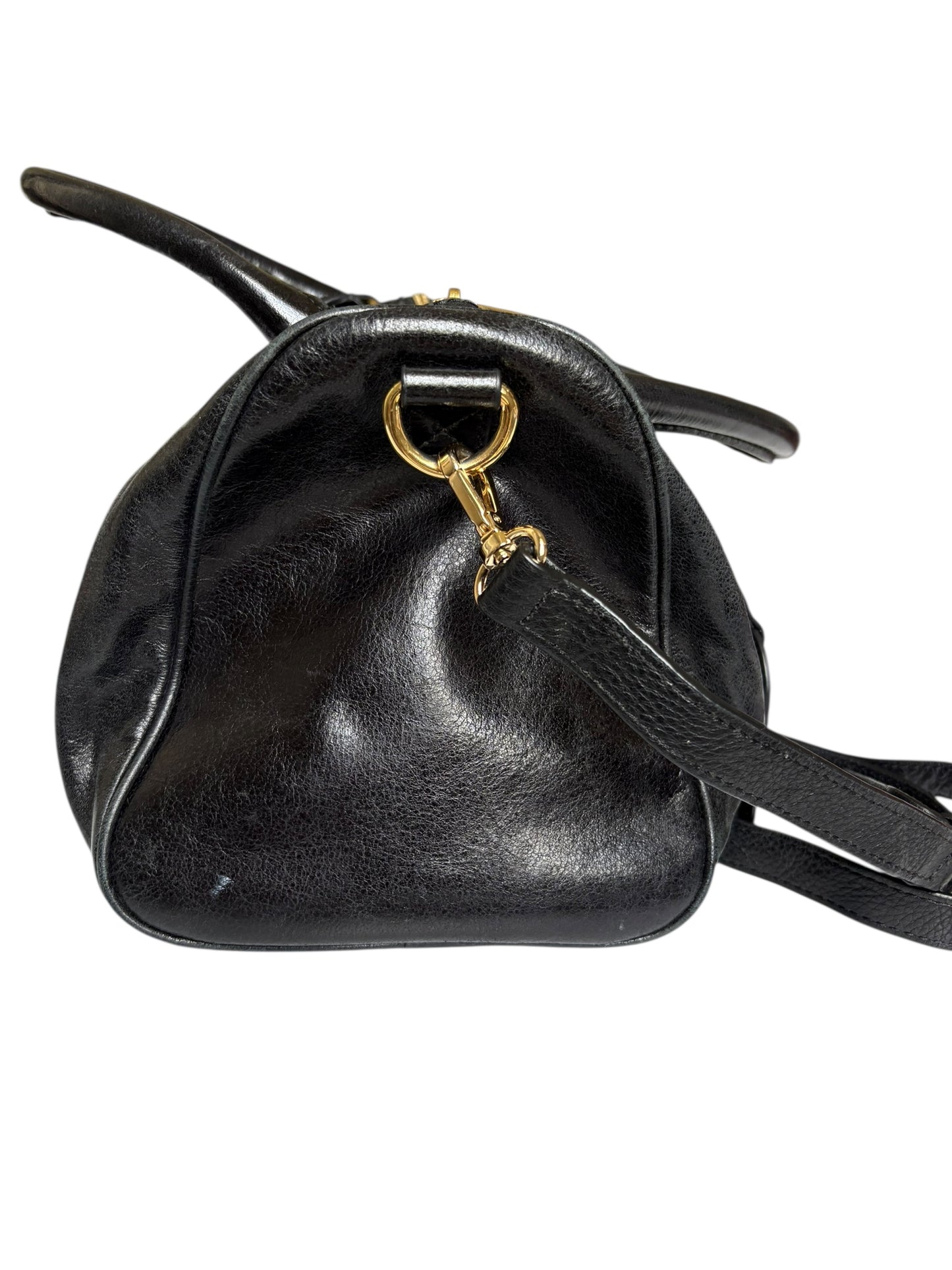 Badgley Mischka Midnight Blue Leather Top Handle Crossbody Bag