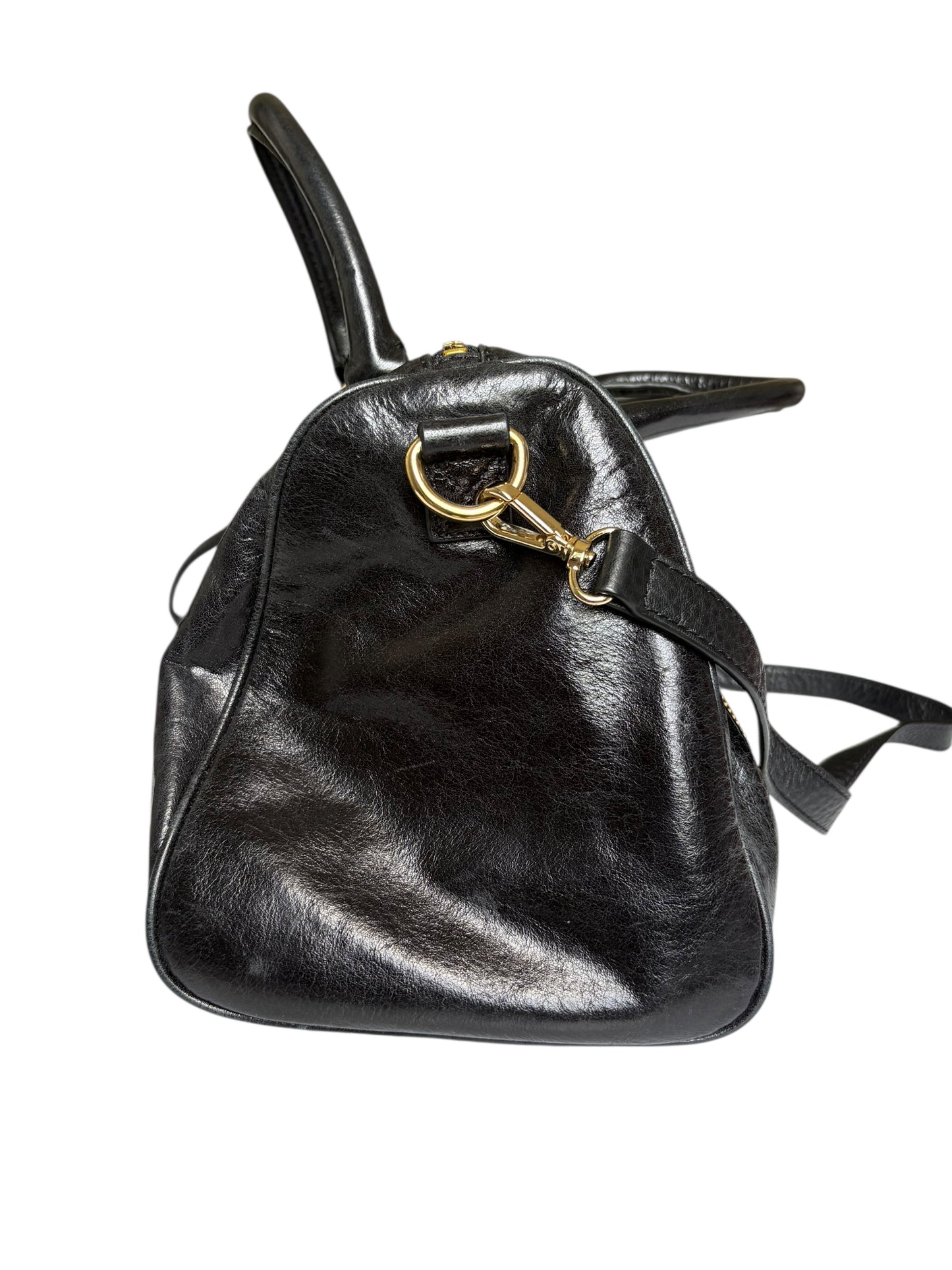 Badgley Mischka Midnight Blue Leather Top Handle Crossbody Bag