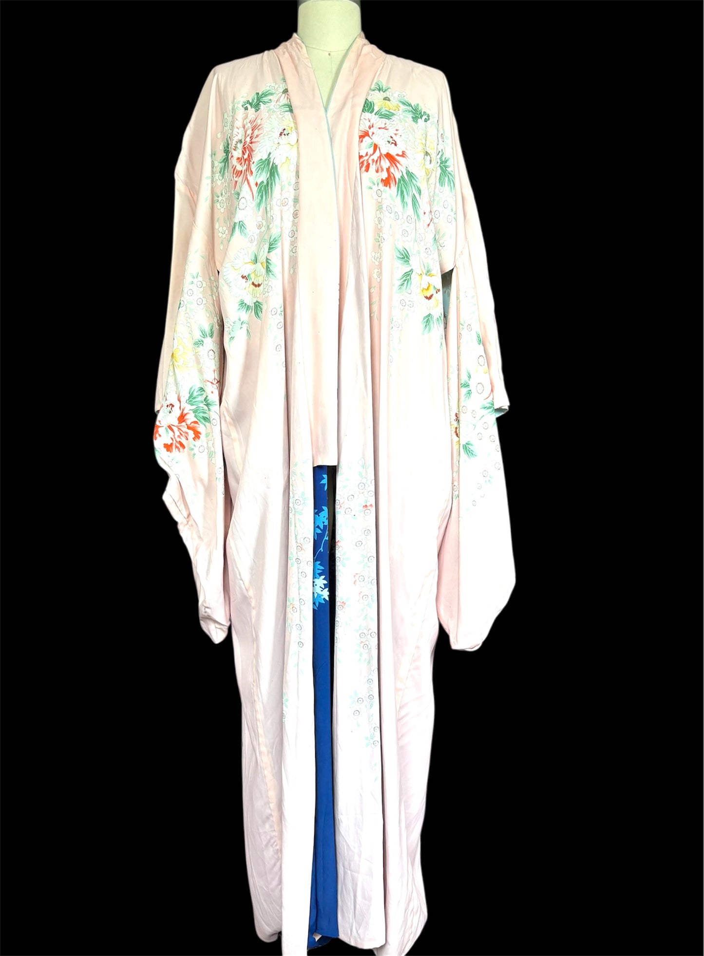 Vintage Bespoke Silk Japanese Reversible Kimono Made in Japan One Size