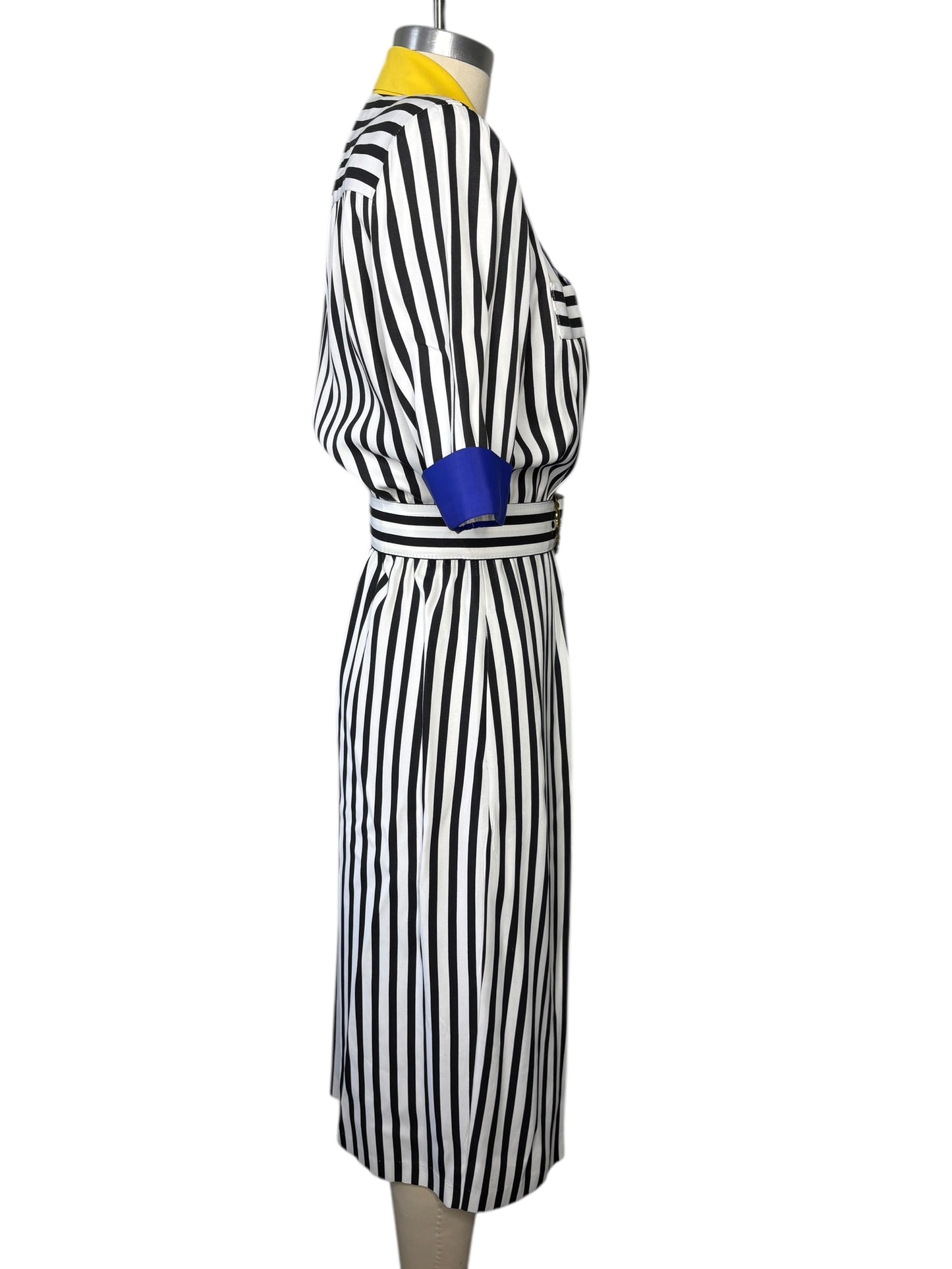 Vintage 1980’s MENU Rayon Striped Dress New Without Tags With Pockets