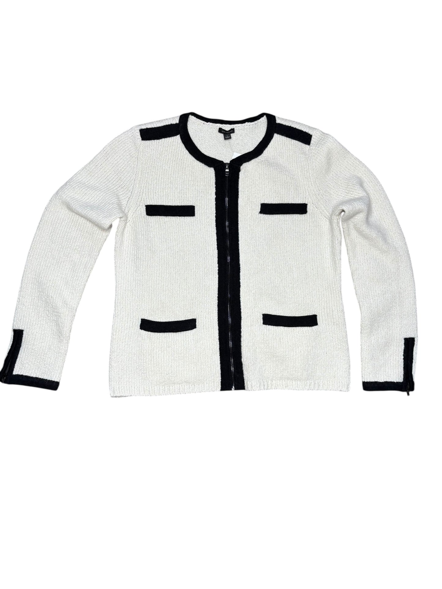 Ann Taylor Wool Boucle Contrast Trim Cardigan Sweater