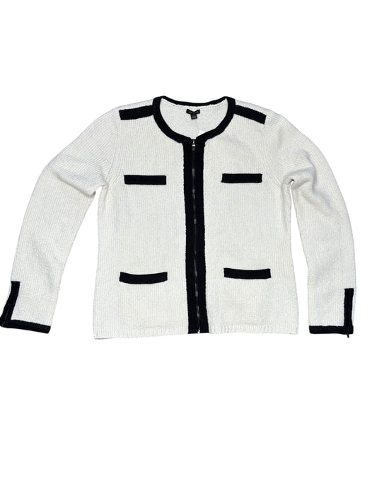 Ann Taylor Wool Boucle Contrast Trim Cardigan Sweater