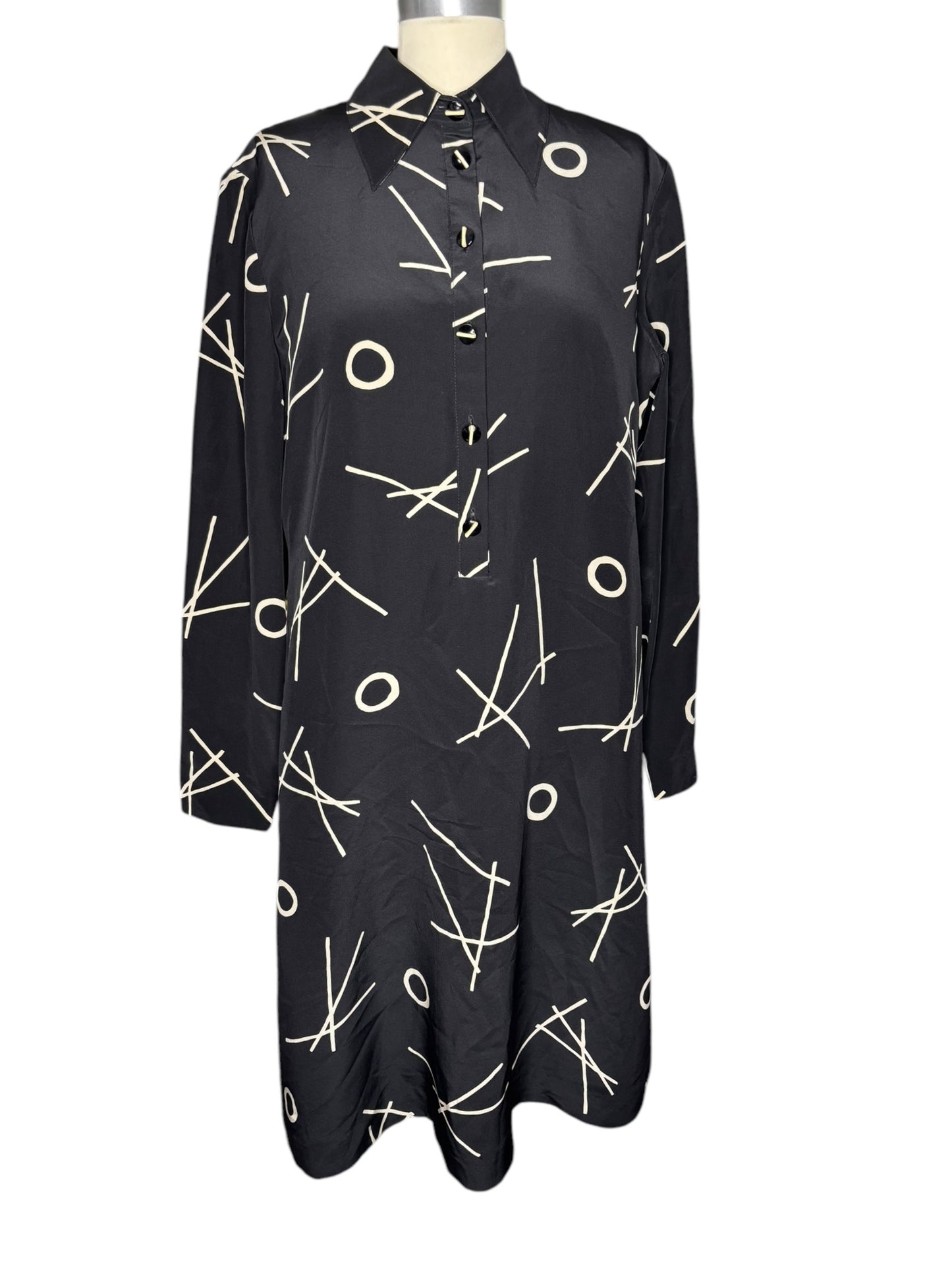 Anne Crimmins For Umi Collection Silk Printed Long-sleeved Dress