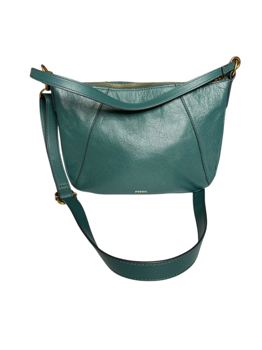 Fossil Green Leather Crossbody Top Handle Adjustable Bag