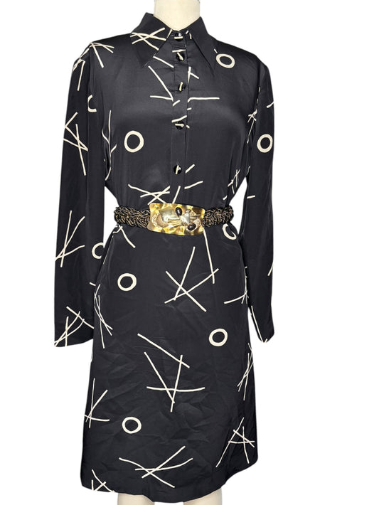 Anne Crimmins For Umi Collection Silk Printed Long-sleeved Dress