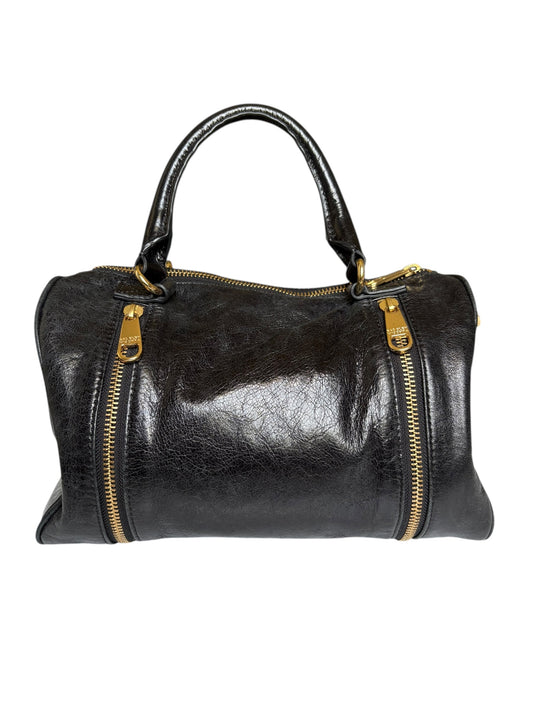 Badgley Mischka Midnight Blue Leather Top Handle Crossbody Bag