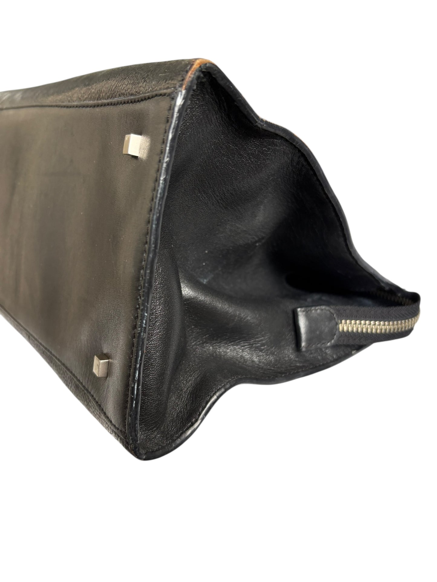 Kenneth Cole New York Black Leather Large Rectangular Handbag