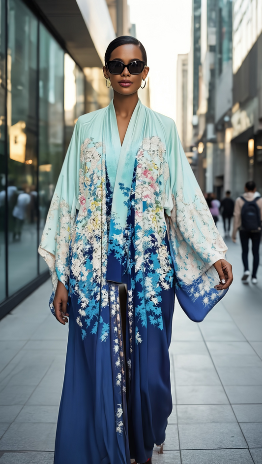 Vintage Bespoke Silk Japanese Reversible Kimono Made in Japan One Size