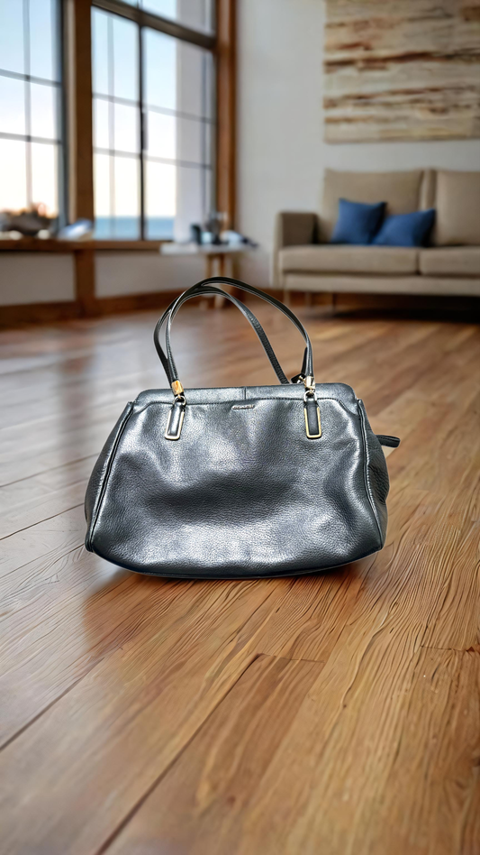 COACH Madison Kimberly Navy Blue Leather Carry All Tote Shoulder Bag